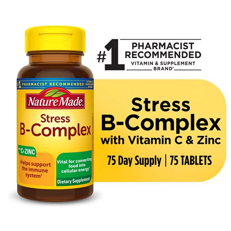 Nature Made Stress B Complex with Vitamin C and Zinc Tablets, Dietary ...