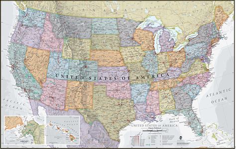 Maps International Classic Usa Wall Map Of The Poster Front ...