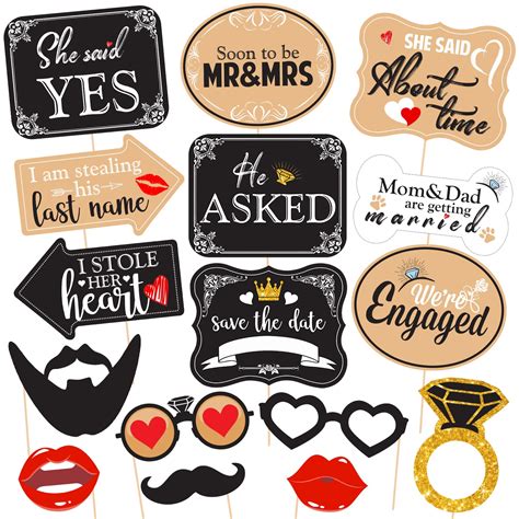 ZYOZIQUE 16 Pieces Engagement Announcement Photo Prop Kit Engagement ...