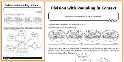 Division with Rounding in Context Worksheet