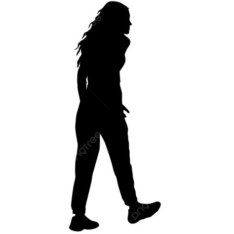 Silhouette Of A Walking Women On A White Background, Walk, Face, Illustration PNG and Vector ... - silhouette of a woman