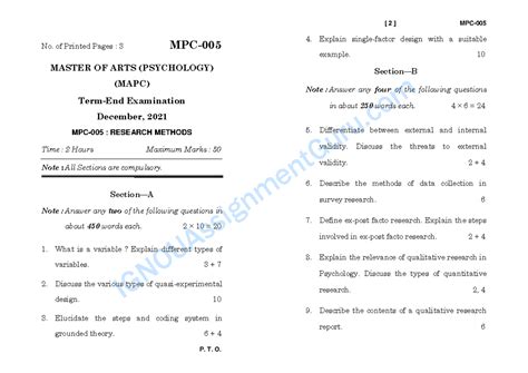MAPC MPC5 Dec 2021 - Research Methods Question Bank - Studocu