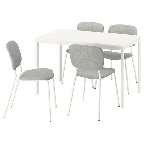 VIHALS / VIHALS table and 4 chairs, white/white Tibbleby beige-grey ...