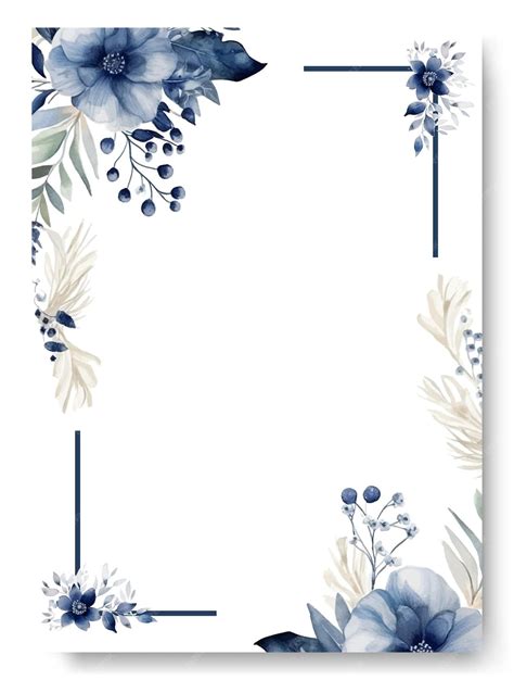 Premium Vector | Elegant blue poppy flower wedding card with floral ...