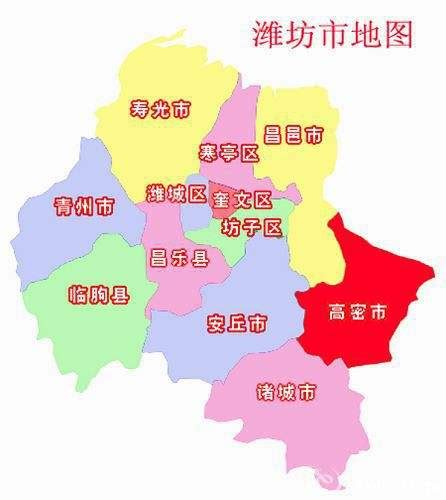 14张地形图，快速了解山东省潍坊各市辖区县市_总面积