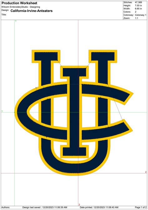 UC Irvine Anteaters NBA Logo embroidery design -Bren Events Center Arena- embroidery machine ...