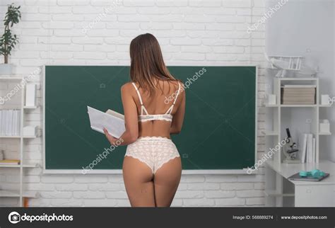 Sexy school. Naked female teacher in classroom. Sensual student ...