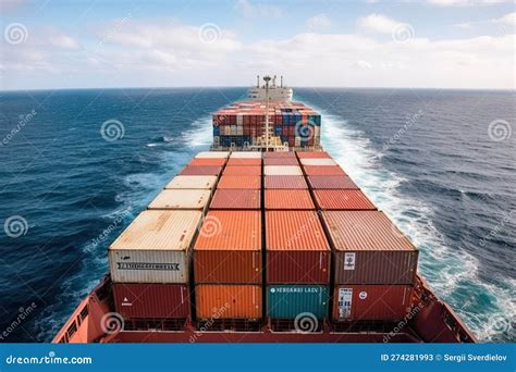 The Deck of a Massive Container Ship is Shown, with Rows of Stacked ...