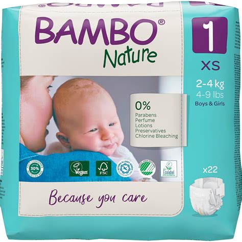 Bambo Nature Premium Baby Tape Diapers for New Born Baby XS Size (2-4 ...