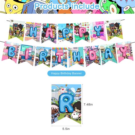 The Toca Life Party Decorations,Toca Bo-ca Cartoon Birthday Party ...