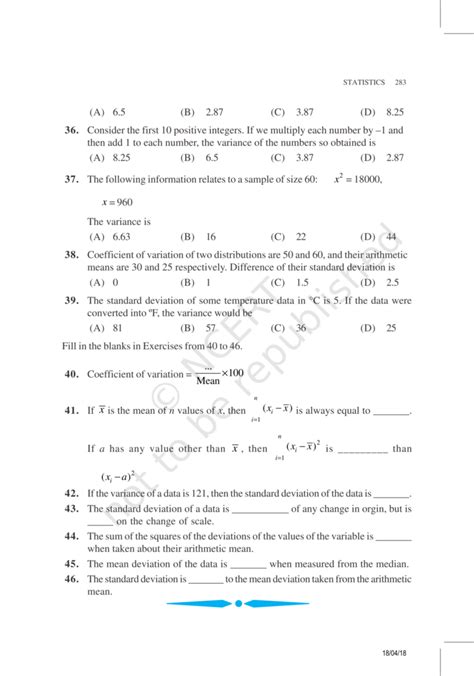 NCERT Exemplar Class 11 Maths Chapter 15 - Statistics