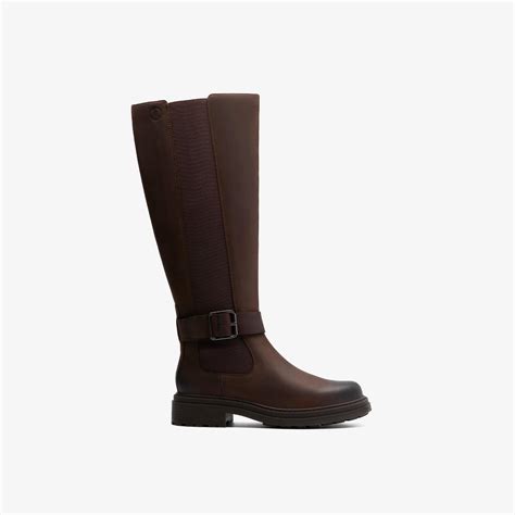 Womens Orinoco 3 Tall Dark Brown Leather Knee High Boots | Clarks