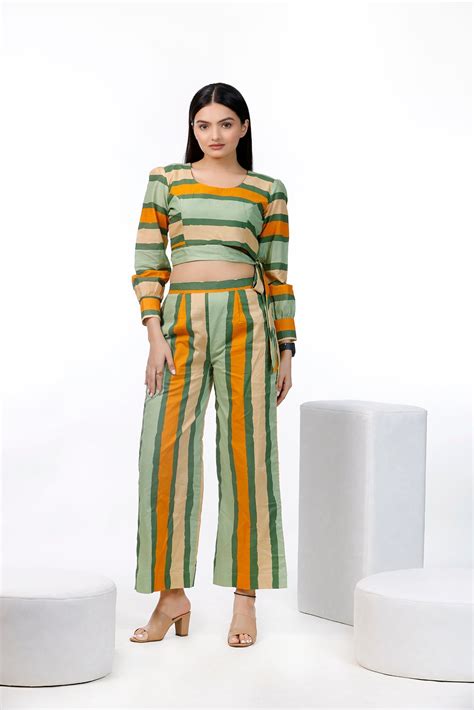 Shop the Latest Multi-Color Stripe Co-ord Set from FAB VOGUE Studio