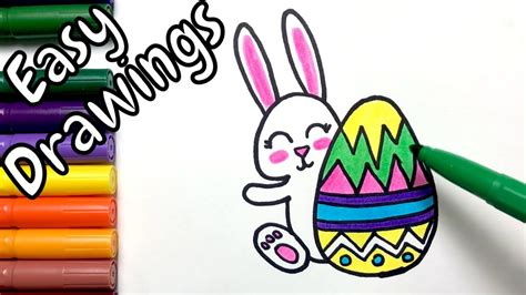 Easy Drawings | How to Draw Bunny and Egg | The Easter | Draw Step by ...
