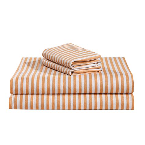 Say Yes Bedding Estella Orange Gray Striped 100% Cotton Sheet Set with ...