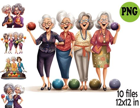 Bowling Party Clipart Illustration, Funny Old Lady Sublimation PNG - Etsy