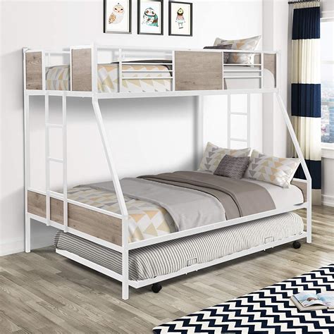 AUTHENTIC International Metal Bunk Beds Twin Over Full Size Bunk Bed ...