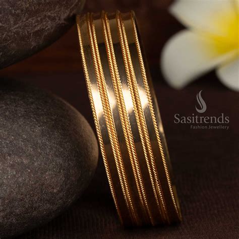 Guaranteed Micro Gold Plated Rope Line Design Bangles – Sasitrends