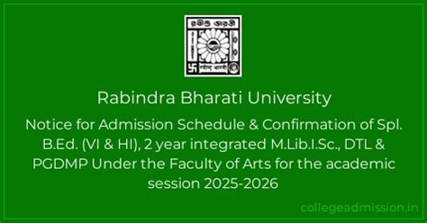 Rabindra Bharati University: Notice for Admission Schedule ...