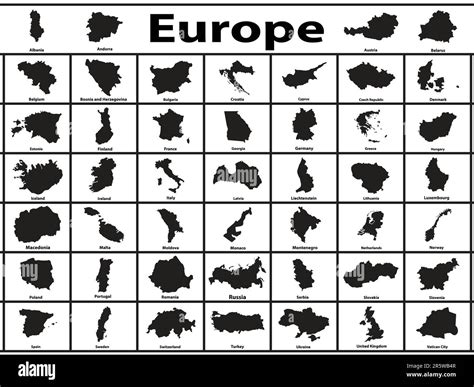 Silhouette Of European Countries