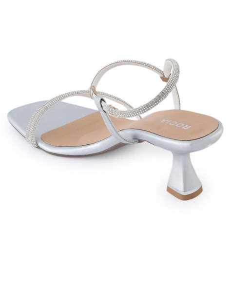 Shop Rocia By Regal Silver Women Diamond Embellished Stiletto Sandals ...