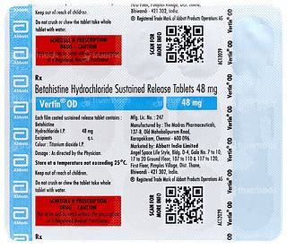 Vertin Od 48 Mg Tablet 15 - Uses, Side Effects, Dosage, Price | Truemeds