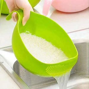 JALOPY Kitchen Rice Bowl Plastic Fruit Drain Basket with Handle Washing ...