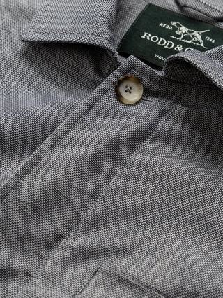 Rodd & Gunn Claverley Soft Cotton Regular Fit Zip Through Shacket, Indigo