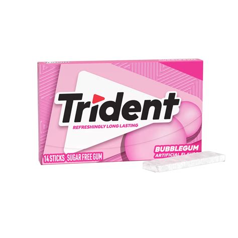Trident Sugar Free Gum, Bubblegum, Regular Size, 14 Pieces - Walmart.com