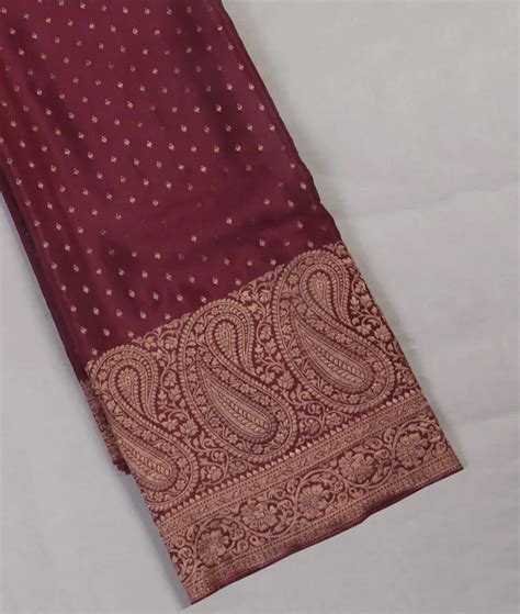 Buy Burgundy Mysore Crepe Silk Saree T448347