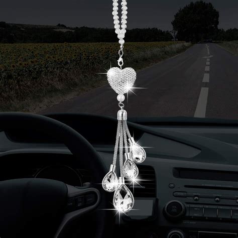 Amazon.com: ToBeQueen Car Bling Rearview Mirror Accessories for Women,Car Rearview Mirror ...