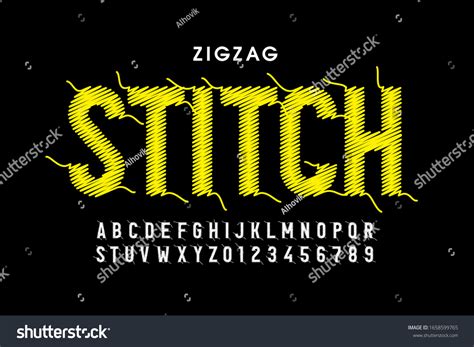 Zigzag Stitch Style Font Design Alphabet Stock Vector (Royalty Free ...