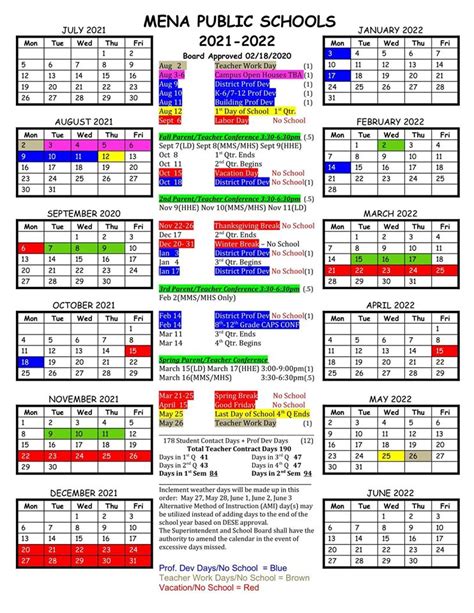 Mena Public Schools Calendar 2023/2024