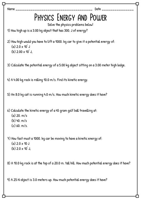 15 Physics Work Energy And Power Worksheet - Free PDF at ...
