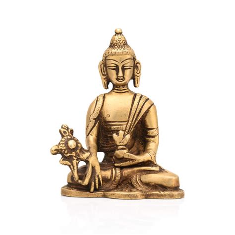 Collectible India Brass Buddha Statue with Sacred Kalash Decorative ...