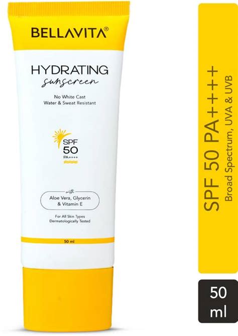 BELLAVITA Sunscreen - SPF 50 PA++++ Water based Hydrating Sunscreen ...