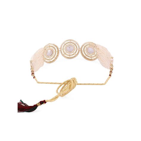 Buy Zaveri Pearls Gold Tone Multistrand AD Stone Bead Necklace Earrings ...