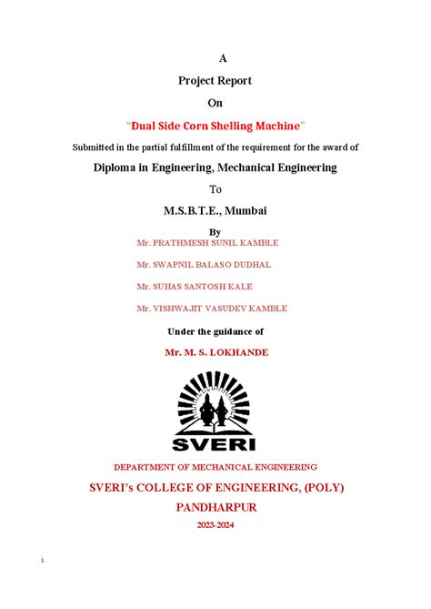 P31 - A Project Report On “Dual Side Corn Shelling Machine” Submitted ...