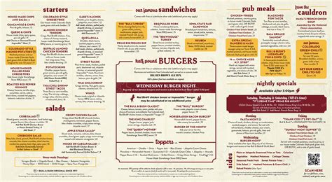 Menu at Bull & Bush Brewery pub & bar, Denver