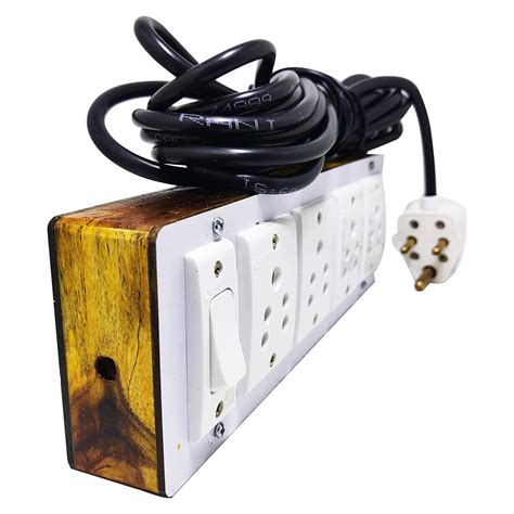 Buy Shiv Mart Portable Wooden Switch Board Electric Spy Guard Extension ...