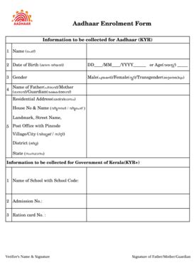 Aadhaar Enrolment Form - DDE Ernakulam - Fill and Sign Printable ...