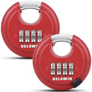 DELSWIN Outdoor Combination Padlock - 4 Digit Heavy Duty Disc Lock with ...