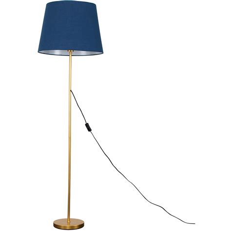 Modern Gold Metal Floor Lamp With Navy Blue Shade