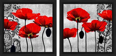 Buy PTM Images 1-20861A 1-Unit Red Poppies Frame, 14 by 14-inch, Black ...