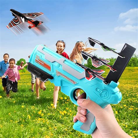 Airplane Launcher Gun Toy with Foam Glider Planes, Outdoor Games for C ...