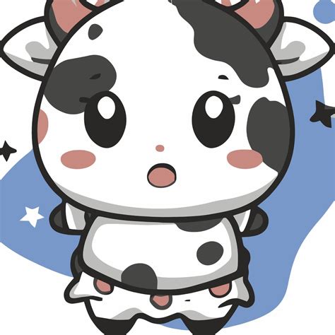 Cute chibi cow kawaii illustration cow farm icon graphic 17048347 ...