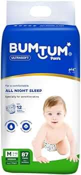 Bumtum Baby Diaper Pants, Medium Size, 87 Count, Double Layer Leakage ...