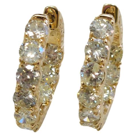 4.50 Carat Diamond Hoops Earrings 14 Karat White Gold at 1stDibs