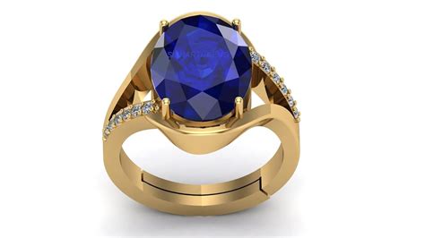 KIRTI SALES Gemstone Ratna Blue Sapphire Neelam Gemstone Gold Plated ...