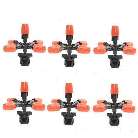 Epaynetwork 6pcs 5 Head Misting Spray Nozzle 360 Rotating Sprinklers ...